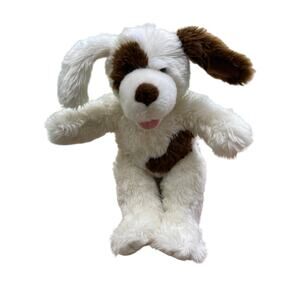 Build-A-Bear Workshop White Dog Brown Patches Wiry Ears 17 in